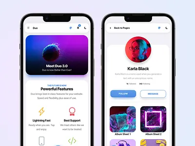 Duo Mobile | Mobile Kit & PWA - App Template android app app template card design card i cardlayout colors design gradient gradient colors ios iphone mobile mobile kit modern app sidebar slider design ui web app web app design