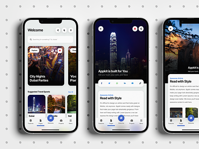 AppKit Mobile for Travel Apps - Mobile Kit & PWA Template android app app design app template booking design holiday ios iphone mobile mobile site mobile site template sidebar travel travel agency travel blog ui vacation web app design web design