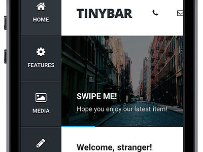 Tinybar android galaxy htc ios iphone mobile nexus samsung sidebar tablet thumbs touch