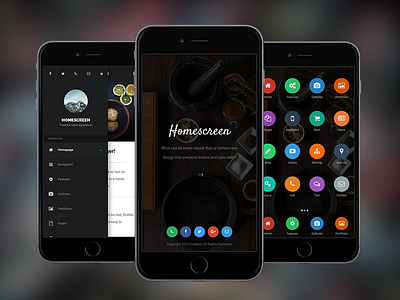 Homescreen 3d cordova envato mobile perspective phonegap sidebar tablet themeforest