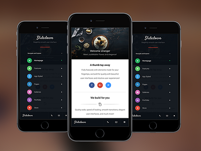 Slidedown android app cordova ios iphone mobile mobile app mobile template phonegap responsive sidebar swipe