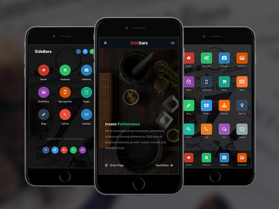 Sidebars 3D | Part 2 android app cordova ios iphone mobile mobile app mobile template phonegap responsive sidebar swipe