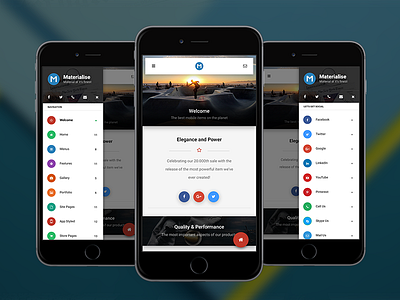 Materialize android app cordova ios iphone mobile mobile app mobile template phonegap responsive sidebar swipe