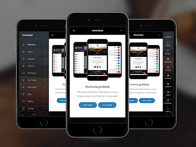 TouchBar Mobile Template android cordova css html iphone js mobile phonegap template