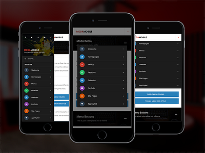 Mega Mobile 3 android animated css html ios mobile mobile site site stock template theme