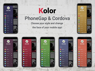 Kolor | PhoneGap & Cordova Mobile App app template cordova creative design kolor mobile phonegap powerful features