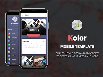 Kolor Mobile | Premium Mobile Template android color css3 fast flexible google html ios jquery mobile template website