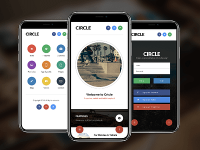 Circle Mobile | Mobile Template appstyled circle css3 homepages html javascript mobile navigations template