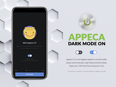 Appeca Mobile | Ultimate Premium Mobile Template android appeca dark design ios iphone light mobile sidebar switch toggle ui ux