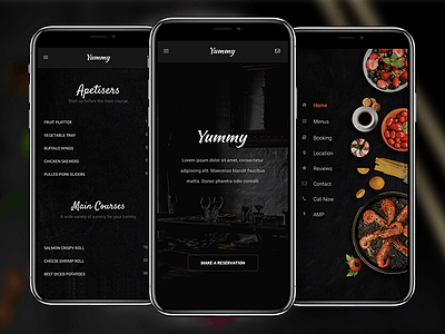AMP Yummy | AMP Restaurant Mobile Template amp apetisers breakfast creative css css3 desserts dinner dinning google html html5 lunch main course menu restaurant restaurant branding restaurant design sidebar yummy