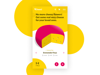 Cheesi App UI | User Interface by Wolfgang app cheese contest creative design flowers love more cheese no flowers page ui ui ux ui ux design ui design ui inspiration user interface design ux valentine day web page website winner