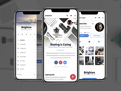 Brighten | PhoneGap & Cordova App Template android app app design app template bright cordova design galaxy ios iphone mobile phonegap profile page design samsung side bar side nav template ui user experience user interface