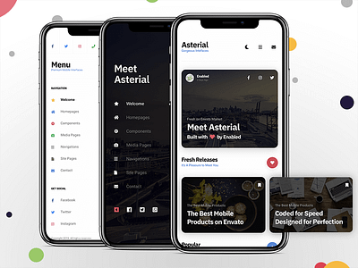 Asterial Mobile | The Ultimate Mobile Website Template android app asterial creative sidebar design homepage design ios iphone landing page design mobile mobile app mobile app design mobile website modern design sidebar design template template design ui webdesign website