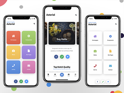 Asterial Mobile | The Ultimate Mobile Website Template android android app app app design app development card menu design footer footer menu footer menu design homepage design ios app light skin menu design mobile website mobile website template modern design ui user experience design user interface webdesign