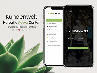 Eazy Mobile | Kundenwelt Powered by Herbalife Nutrition android design eazy green theme herbalife ios iphone landing page login page design minimal mobile mobile development modern design nutrition sidebar design template ui ui inspiration ux website