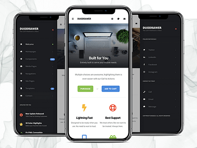 DuoDrawer 2.0 | Mobile Template, PWA, PhoneGap & Cordova App