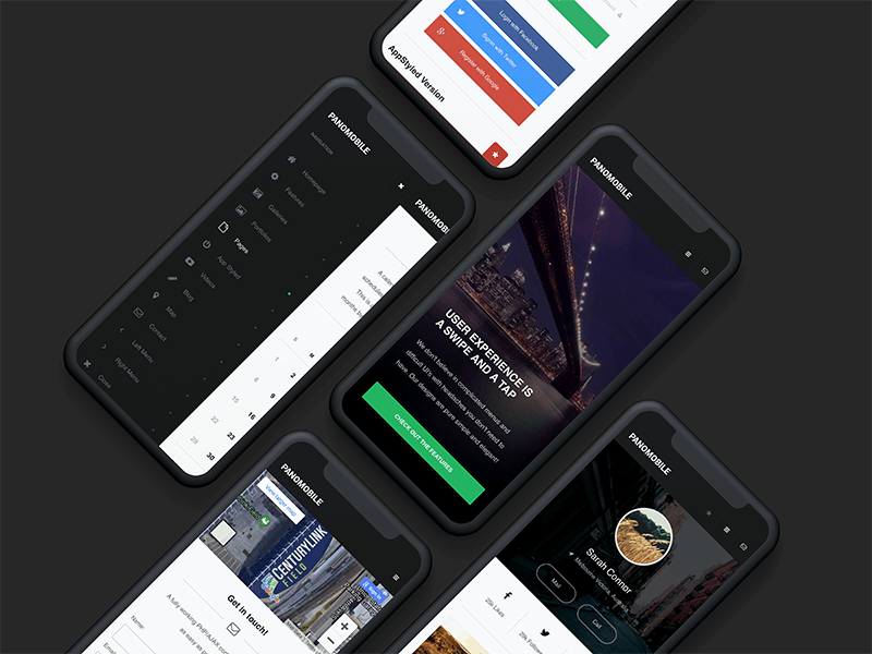 Pano Mobile | Mobile Website Template ios android design header modern website web design modern modern design user experience user interface contact page profile page design landing page landing page design sidenav dark sidebar mobile website design template website mobile