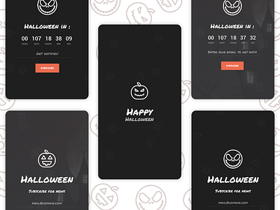 Spooktacular Landing Pages | Halloween Freebie animation background image countdown timer dark ui free landing page freebie halloween halloween design halloween freebie halloween ui jack o lantern landing page freebie mobile ui pumpkin scary subscribe page ui uidesign ux ux design