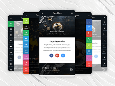 The Wave | Mobile Website Template colourful ui creative navigation css dark ui dropdown menu dropdown ui homepage design html light ui mobile site design navigation navigation menu sidebar menu sidenav ui ui design ux uxdesign uxui website