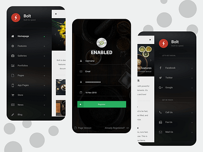 Bolt 3D | Mobile Site Template 3d 3d animation bolt css dark dark sidenav dark ui html login form login page mobile mobile template mobile ui mobile website register form register page ui uidesign ux ux design