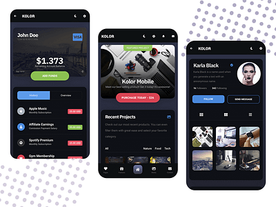 Kolor 2.0 | Mobile Website Template color css dark mode dark ui filterable gallery footer menu gallery gradients homepage homepage design html profile page profile picture pwa ui ui ux ux wallet wallet ui webdesign