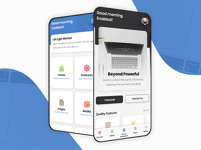 Azures | Mobile Website Template & PWA blue ui colour palette cordova css footer menu highlight homepagedesign html javascript landing page mobile mobile app mobile design mobile ui phonegap site template template design ui ux