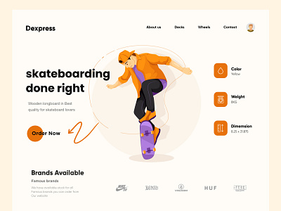 Skateboard Landing Page Design graphic design ui web design