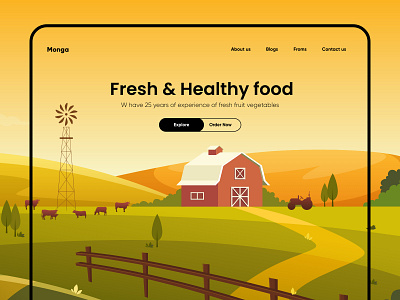 fresh and healthy food illustration ui web design