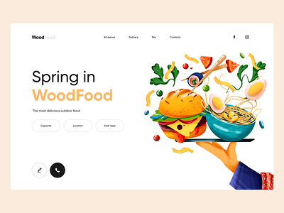 WoodFood - Web Design with Illustration illustration ui ux web design