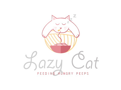 Lazy cat cartoon cat character lazy logo mascot sleeping