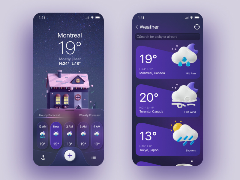 Weather App UX/UI design by Tetiana-Rebecca Laptieva on Dribbble