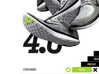 Nike Flyknit 4.0 Shoe Retouching for GUI Concept gui nike retouching ui ux