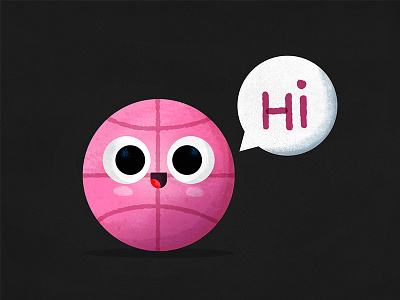 Hi! ball basketball character design cute debut first shot illustration pink