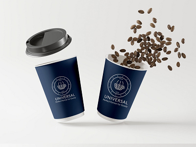 Coffee Brand Logo presentation on cup mockup