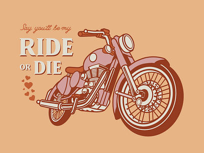 Be My Ride or Die illustration love moto motorbike motorcycle valentine valentines day