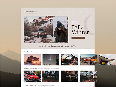 Lonely Coyote Ecommerce Site Concept camping ecommerce offroad outdoor overland webdesign website