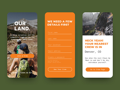 dailyUI 001 Sign Up - Our Land Project dailyui dailyuichallenge mobile sign up ui uidesign webdesign