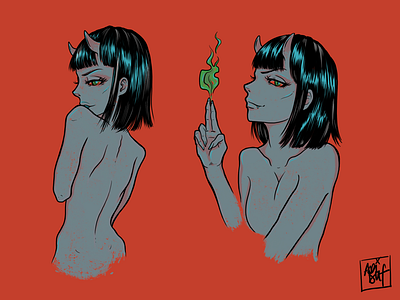 Hell Herself devil drawing graphic art illustration japanese manga procreate succubus