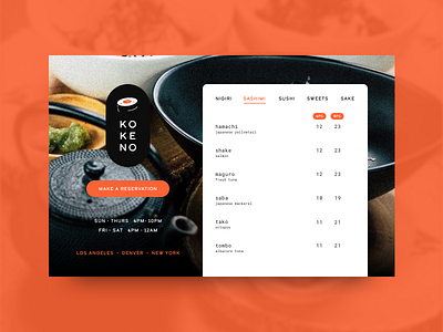 Sushi Restaurant Web Concept japanese sushi ui web design website