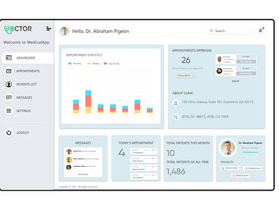 Doctor's Admin Dashboard. app appointment appointment booking booking branding clinic dashboard design doctor icon illustration logo typography ui ux vector