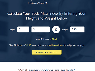 Bariatric Surgery BMI Calculator - Register Call to Action