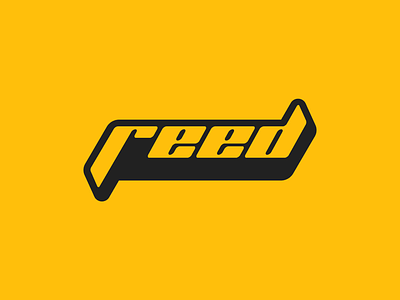 reed logo angles logo minimal name outline stroke thick line wordmark yellow