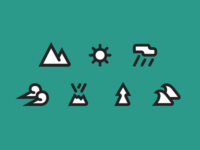 Biome icons color explore icon set icons minimal thick lines vector weather