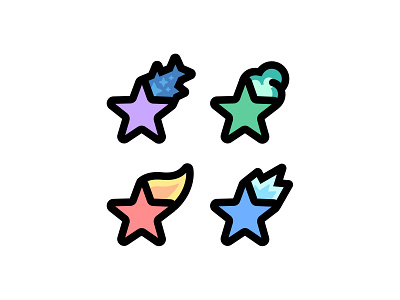 Elemental Stars color colorful earth element elemental fire fun ice icons illustration magic minimal minimalist star stroke thick lines vector water