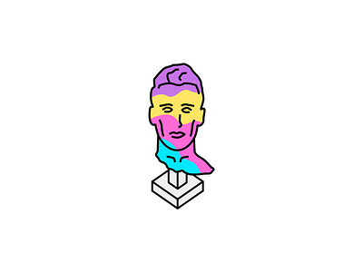 Statue logo aesthetic colorful friends fun icon logo minimal statue thick lines vaporwave