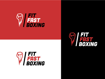Fit Fast Boxing round 1 athletic bold boxing boxing glove branding bright color fist hand icon logo loud powerful red sports strong typography vector wordmark