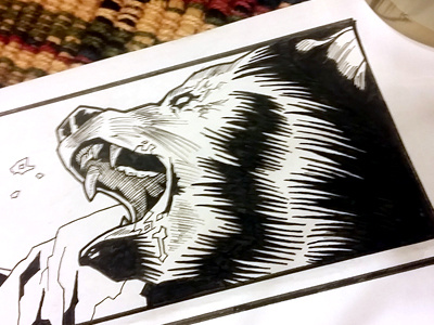 Bear Drawing aaf spokane bear collective campout ink drawing