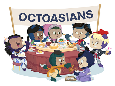 OctoAsian's ERG Sticker Design ally asian characterdesign diversity employee resource group erg github illustration octocat octocats open source representation