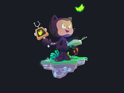 World-Building Octocat Animation animation cameron foxly character animation character design gif github illustration loop octocat open source photoshop sign up