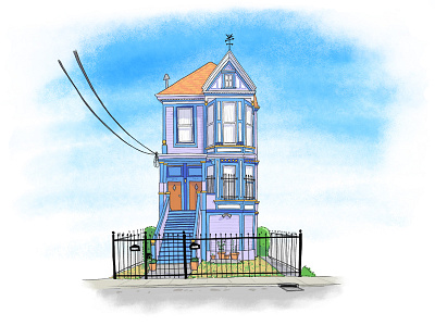 Oakland Victorian bay area drawing house illustration oakland photoshop victorian
